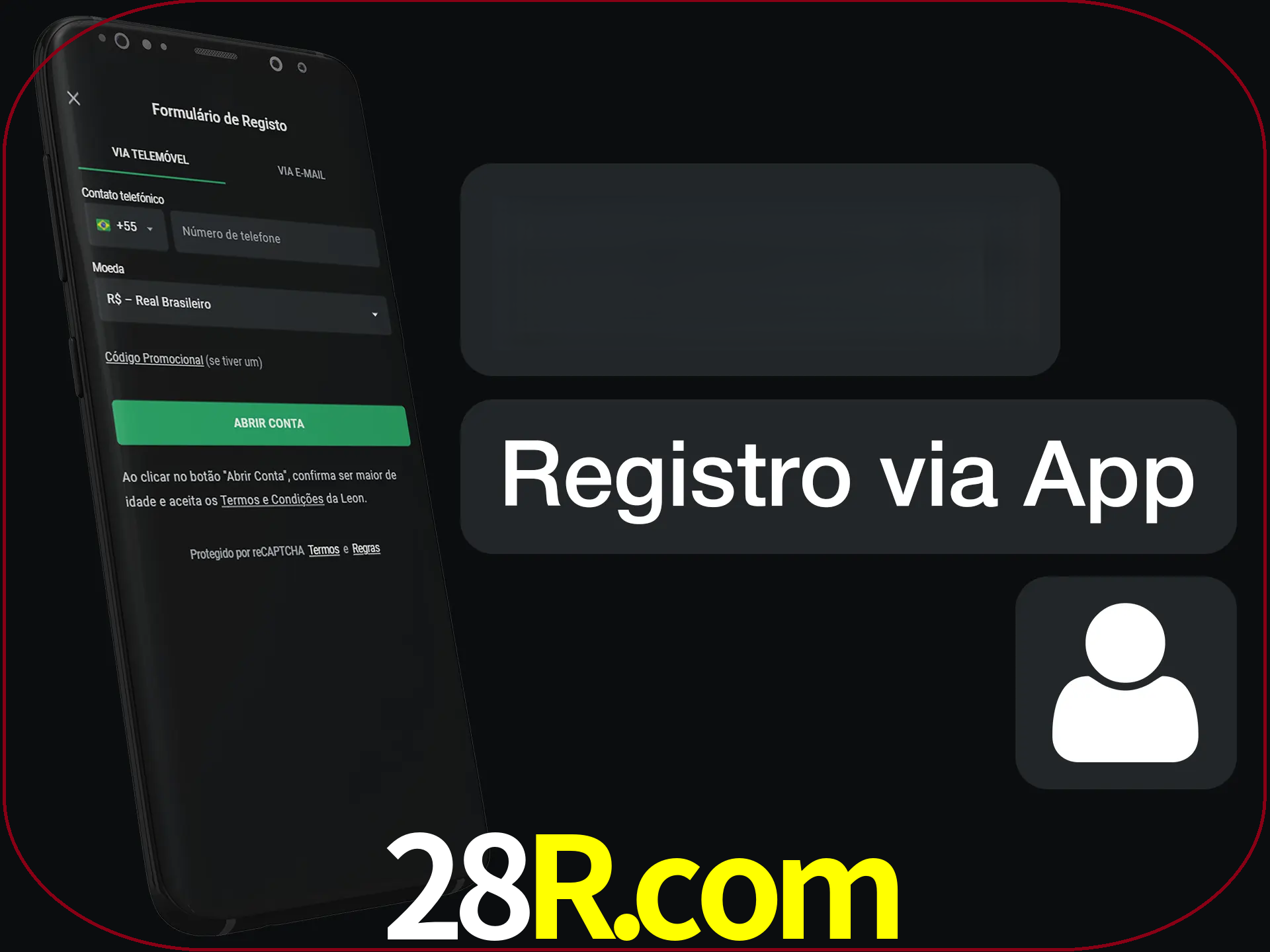 Registre-se com duas etapas usando o aplicativo.